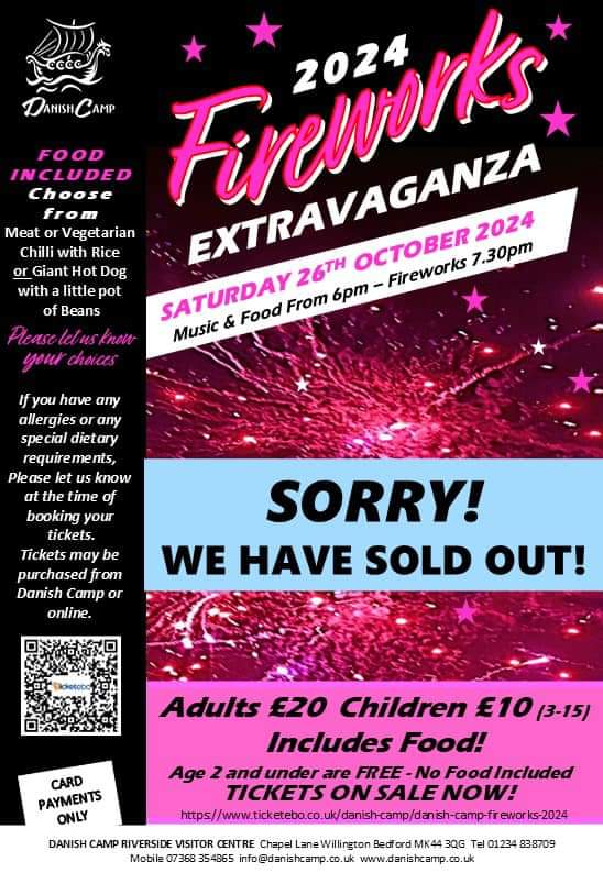 🎇 DANISH CAMP RIVERSIDE FIREWORKS - BEDFORDSHIRE - Event Image 4 October 26, 2024 06:00 PM