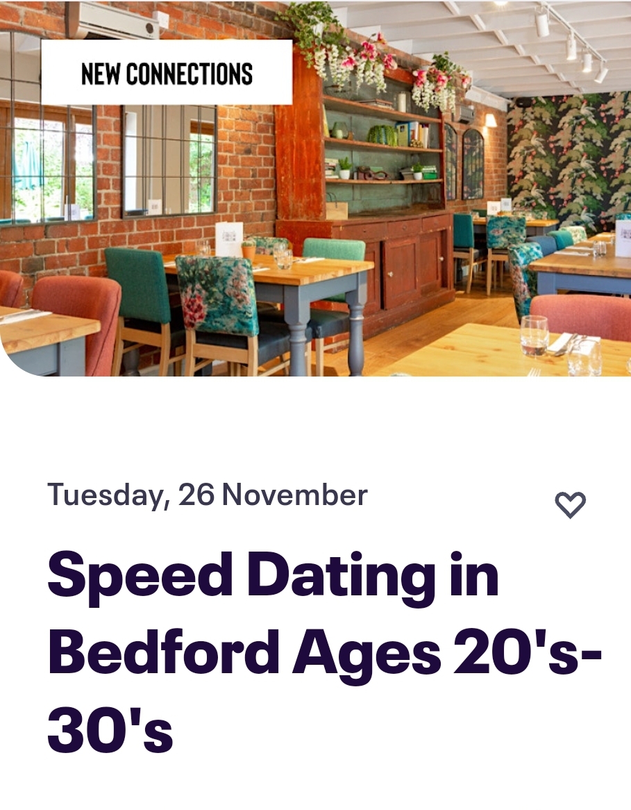 Speed Dating in Bedford Ages 35-55 - Event Image 2 September 10, 2024 05:00 PM