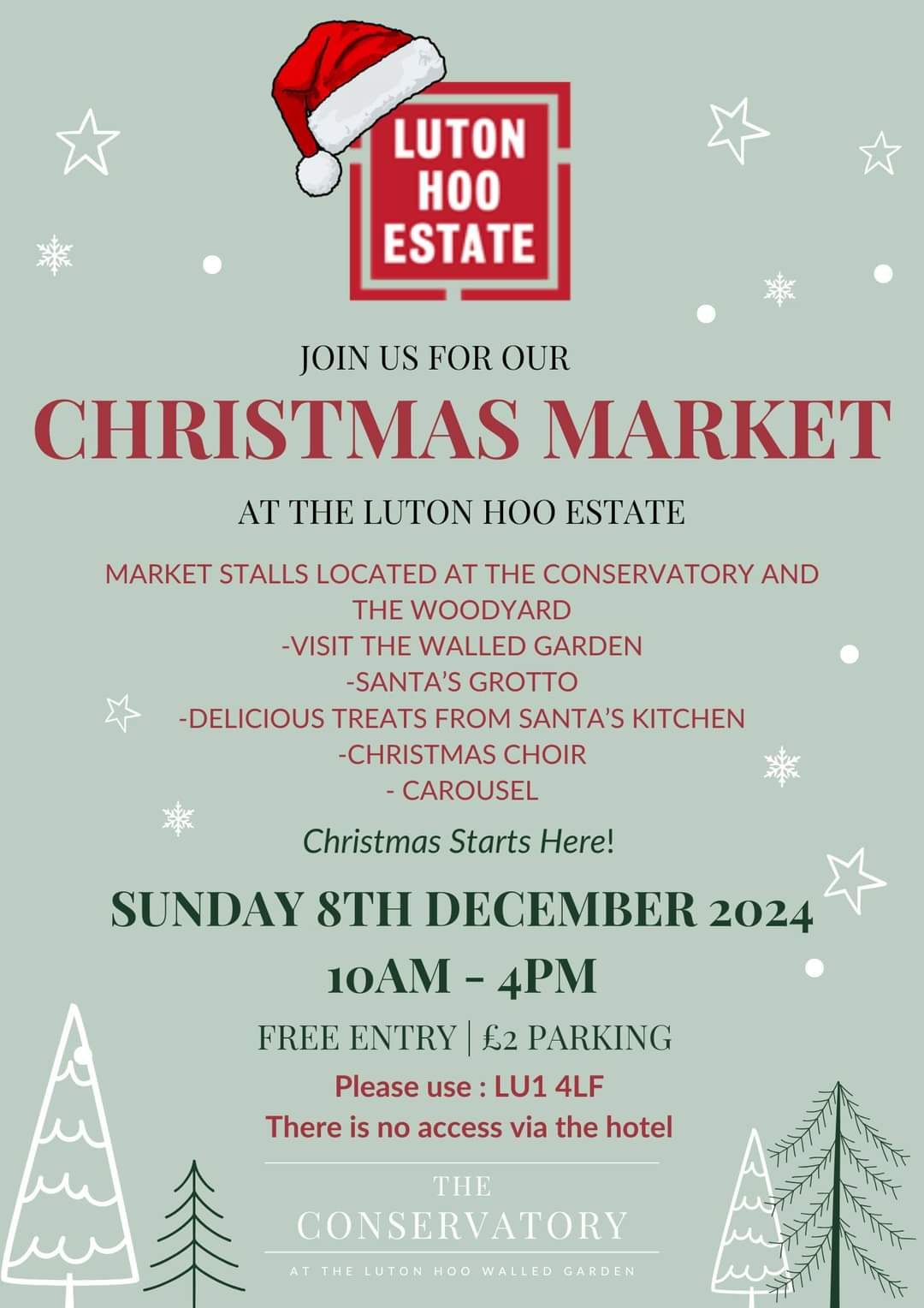 🎅 Free Entry - Christmas Market at Luton Hoo Estate Walled Garden - Plus Meet Father Christmas at The Conservatory at the Luton Hoo Walled Garden, Luton Hoo Estate, Luton, LU1 4LF | Annual, Charity, Date Idea, Food/Drink, Market, Music, Outdoor, Scenic, Adults, Baby/Toddlers, Free Entry, Fun, Fun Fair, Kids, Seasonal, Christmas | Suitable for: Accessible, Family, Toilets, Parking Onsite 🎅 Free Entry - Christmas Market at Luton Hoo Estate Walled Garden - Plus Meet Father Christmas - Event Image 2 December 08, 2024 10:00 AM