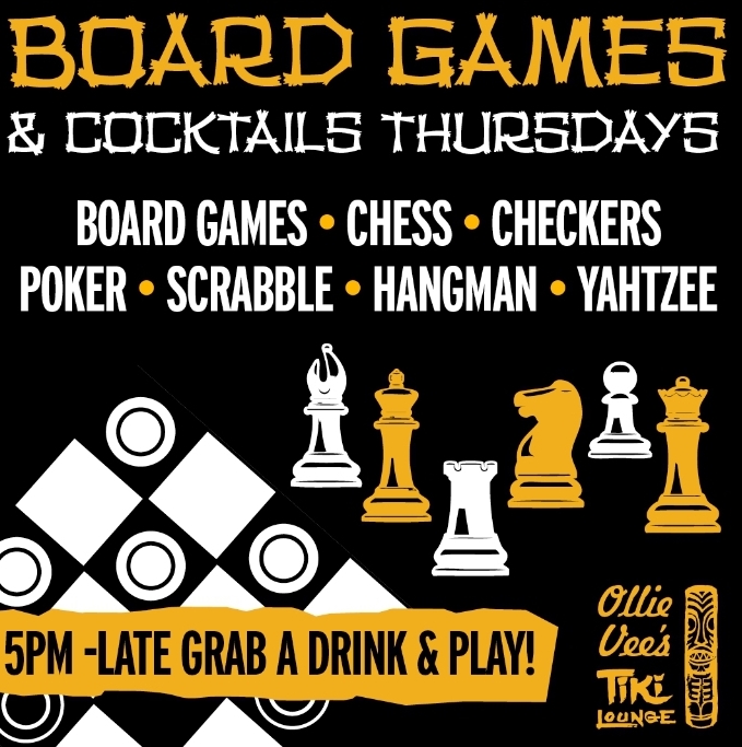 🎲 🍹Board Games & Cocktails Thursday's at Ollie Vees Tiki Lounge in Leighton Buzzard at Ollie Vees Tiki Lounge, 33 Market Square, Leighton Buzzard LU7 1EU
| Adults, Date Idea, Food/Drink, Free Entry, Fun, Indoor, Music, Nightlife, Play Area, Rainy Days, Recurring, Social | Suitable for: Adults Only, Toilets 🎲 🍹Board Games & Cocktails Thursday's at Ollie Vees Tiki Lounge in Leighton Buzzard - Event Image 7 December 05, 2024 05:00 PM