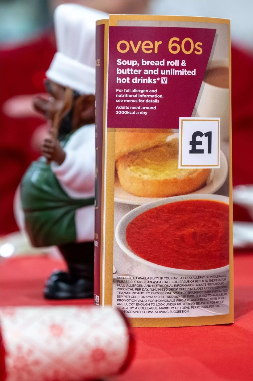 💚 Asda brings back vital £1 'winter warmer' café initiative for the over 60’s. For only £1 over 60's can grab a soup, roll and unlimited tea & coffee at Asda Café’s! | Categories: Food & Drink, Stores | Featured Deal 💚 Asda brings back vital £1 'winter warmer' café initiative for the over 60’s. For only £1 over 60's can grab a soup, roll and unlimited tea & coffee at Asda Café’s! - $1.00 until February 28, 2025