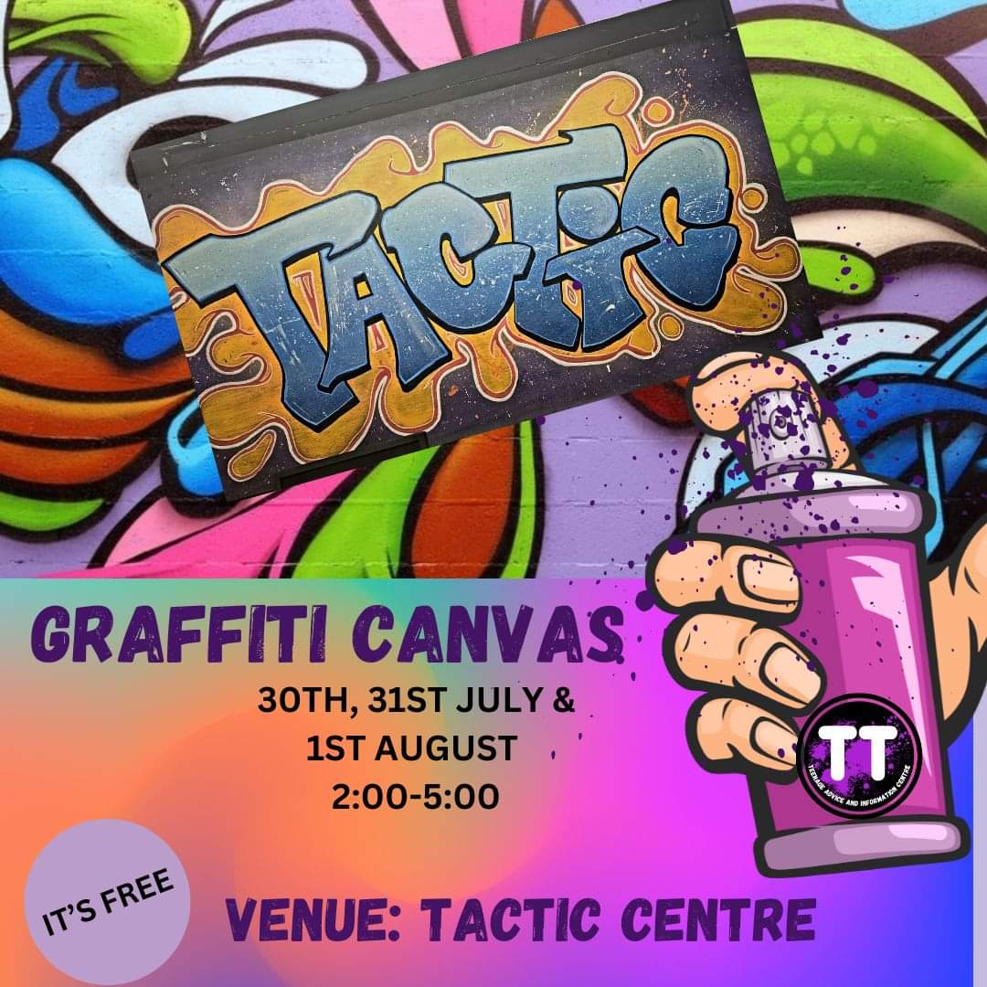🎨 FREE Graffiti Canvas for ages 12 - 19 at TACTIC CENTRE
17 Hockliffe Street, Leighton Buzzard, LU7 1EZ, United Kingdom | Free, Fun, Teens, Creative, Health & Wellbeing, Social, Support Group 🎨 FREE Graffiti Canvas for ages 12 - 19 - Event Image 3 August 01, 2024