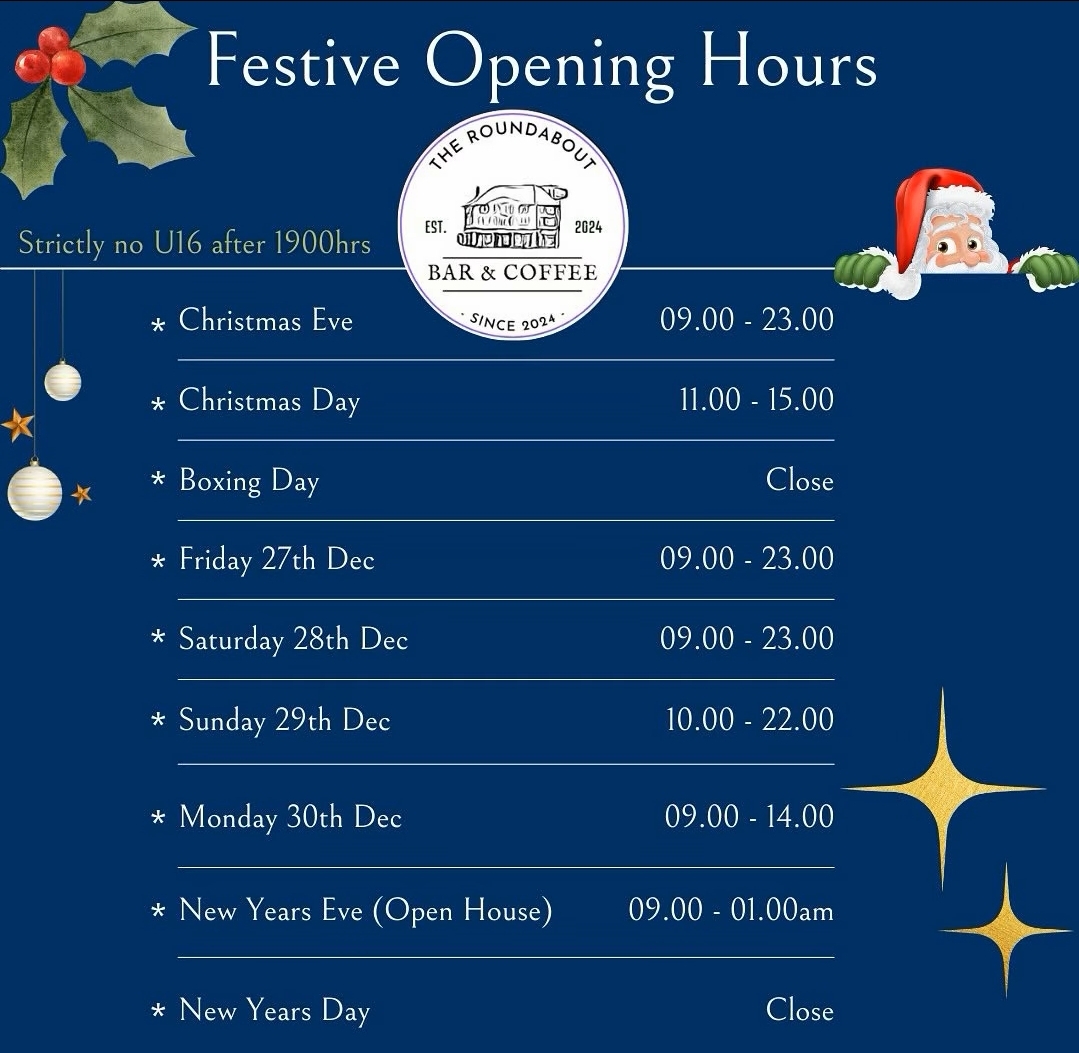 🥂 🧑‍🎄 Free bubbly Christmas Day 2024 at The Roundabout Coffee and Bar in Henlow Camp   - Event Image 3 December 25, 2024 11:00 AM