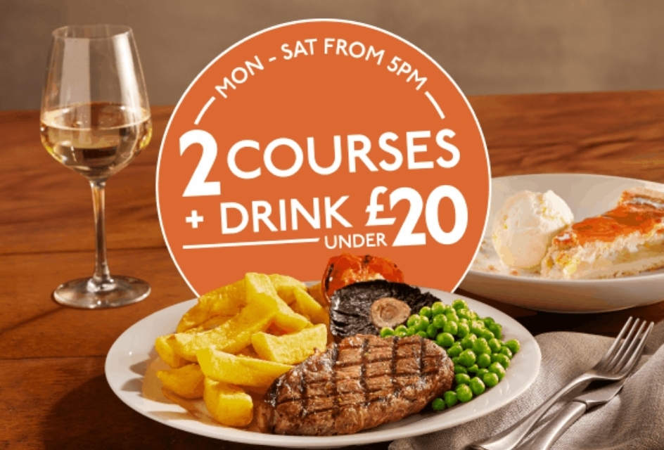 💥 Beefeater Evening Set Menu - 2 Courses and a drink for £20pp - $20.00   