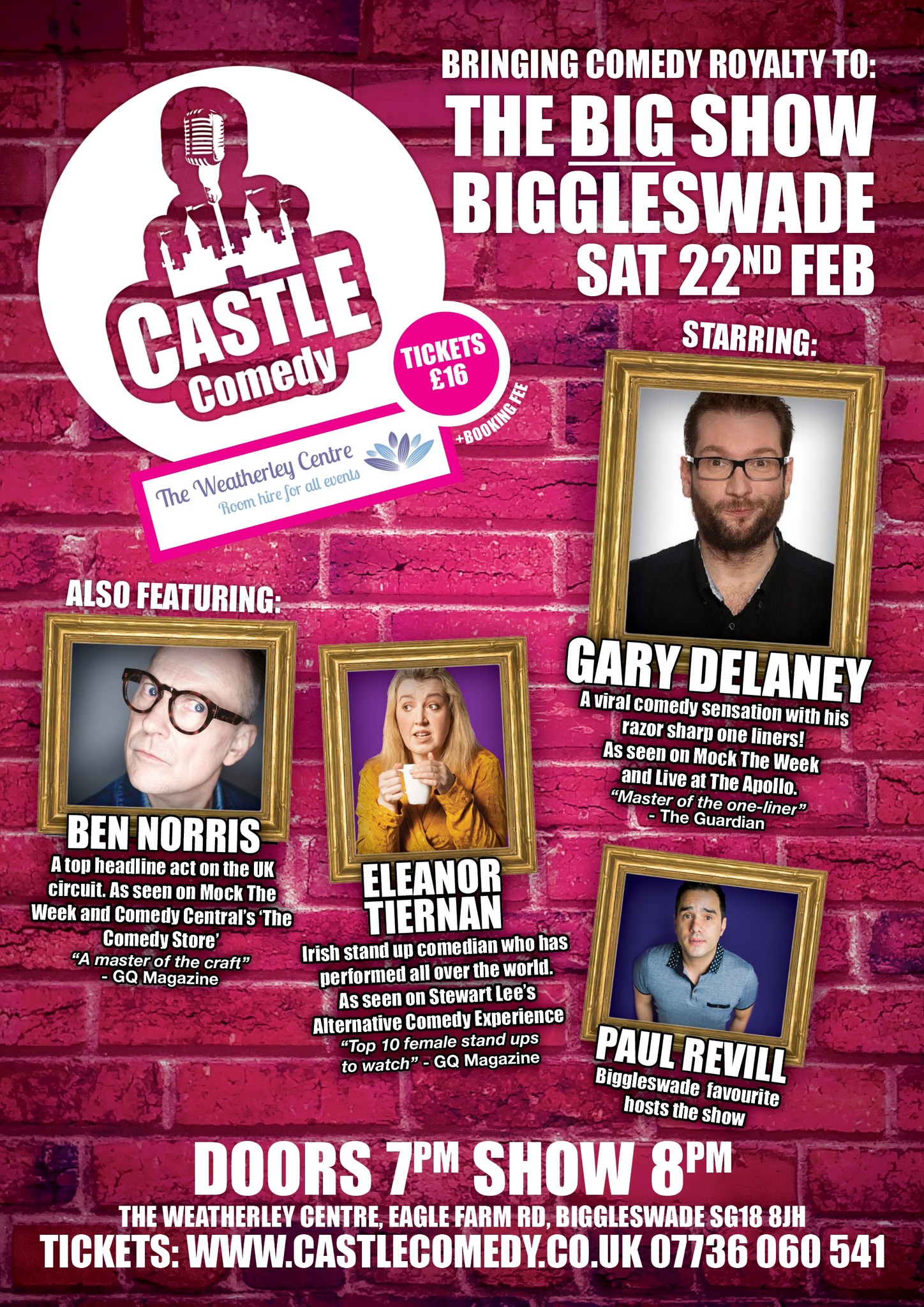 😂 Castle Comedy Biggleswade (Ages 16+) - The BIG February Show - February 22, 2025 08:00 PM at The Weatherley Centre, Eagle Farm Rd, Biggleswade, SG18 8JH