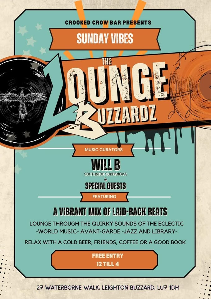 🎵 The Lounge Buzzardz at The Crooked Crow Bar in Leighton Buzzard (Dogs welcome) - January 19, 2025 12:00 PM at The Crooked Crow Bar, 27 Waterborne Walk, Leighton Buzzard LU7 1DH