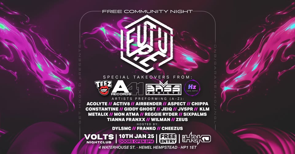 🎧 FUTURE OPEN DECKS COMMUNITY 🎧 SHOWCASE - FREE RAVE FRIDAY IN HEMEL HEMPSTEAD - Original Event Image | Adults, Food/Drink, Free Entry, Indoor, Music, Nightlife | Suitable for: Adults Only, Toilets 🎧 FUTURE OPEN DECKS COMMUNITY 🎧 SHOWCASE - FREE RAVE FRIDAY IN HEMEL HEMPSTEAD - January 10, 2025 08:00 PM at Volts Nightclub, 4 Waterhouse St, Hemel Hempstead HP1 1ET