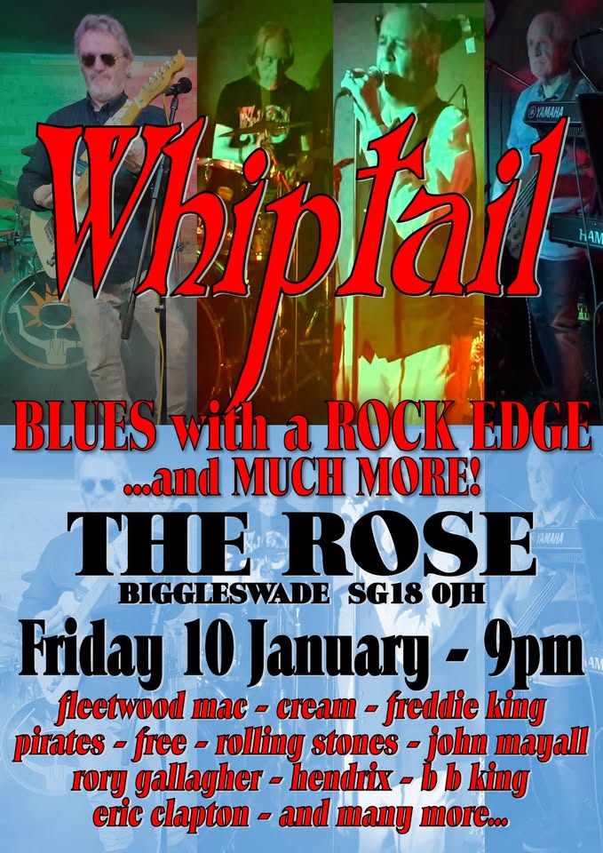 🎸 Whiptail at The Rose, Biggleswade - Original Event Image | Adults, Entertainment, Free Entry, Music, Nightlife, Indoor | Suitable for: Adults Only, Toilets 🎸 Whiptail at The Rose, Biggleswade - January 10, 2025 09:00 PM at The Rose, 75 High Street, Biggleswade, SG18 0JH, United Kingdom