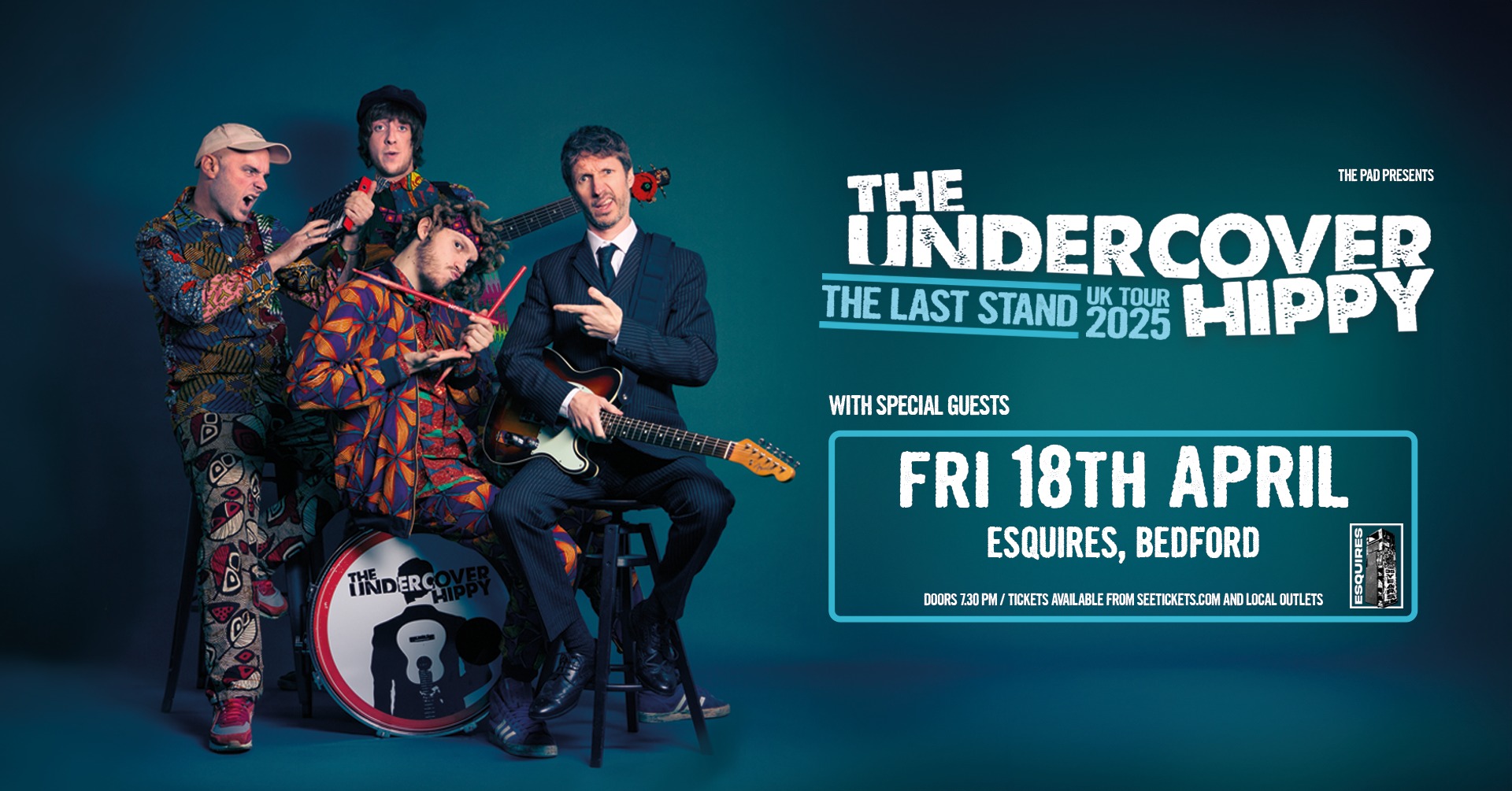 🎤 The Undercover Hippy - The Last Stand: UK Tour 2025 at Esquires, Bedford - Original Event Image | Adults, Advance Booking, Entertainment, Food/Drink, Indoor, Music, Nightlife, Ticket Event, Teens | Suitable for: Toilets 🎤 The Undercover Hippy - The Last Stand: UK Tour 2025 at Esquires, Bedford - April 18, 2025 07:30 PM at Esquires, 60A Bromham Rd, Bedford, MK40 2QG