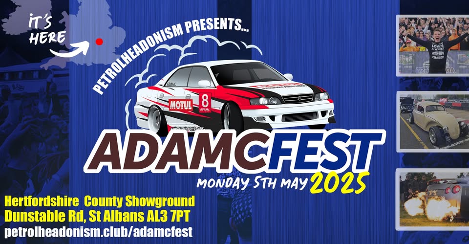 🚘 AdamCFest 2025 at Hertfordshire Country Showground - Original Event Image | Adults, Advance Booking, Attractions, Automotive, Entertainment, Family, Food/Drink, Fun, Outdoor, Social, Ticket Event, Music | Suitable for: Family 🚘 AdamCFest 2025 at Hertfordshire Country Showground - May 05, 2025 10:30 AM at Hertfordshire County Show
Dunstable Road St Albans AL3 7PT