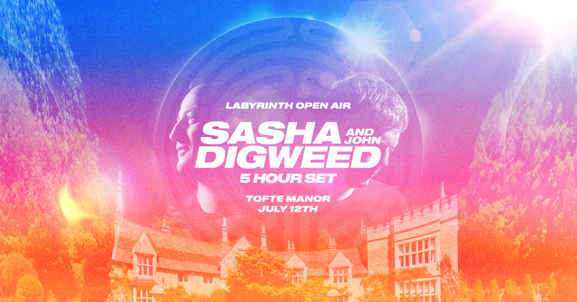 🎶 Labyrinth Open Air: Sasha & John Digweed at Tofte Manor, Sharnbrook - Original Event Image | Adults, Advance Booking, Date Idea, Entertainment, Food/Drink, Fun, Music, Nightlife, Outdoor, Social, Ticket Event | Suitable for: Adults Only, Toilets 🎶 Labyrinth Open Air: Sasha & John Digweed at Tofte Manor, Sharnbrook - July 12, 2025 12:00 PM at Tofte Manor Souldrop Road, Sharnbrook, Melchbourne MK44 1HH