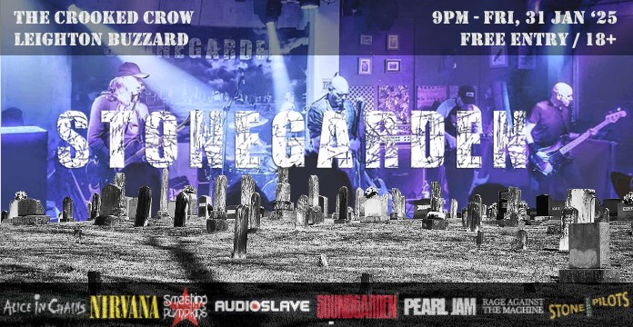 🎸  FREE ENTRY! STONEGARDEN live at the Crooked Crow, Leighton Buzzard - January 31, 2025 09:00 PM at The Crooked Crow Bar, 27 Waterborne Walk, Leighton Buzzard, LU7 1DH