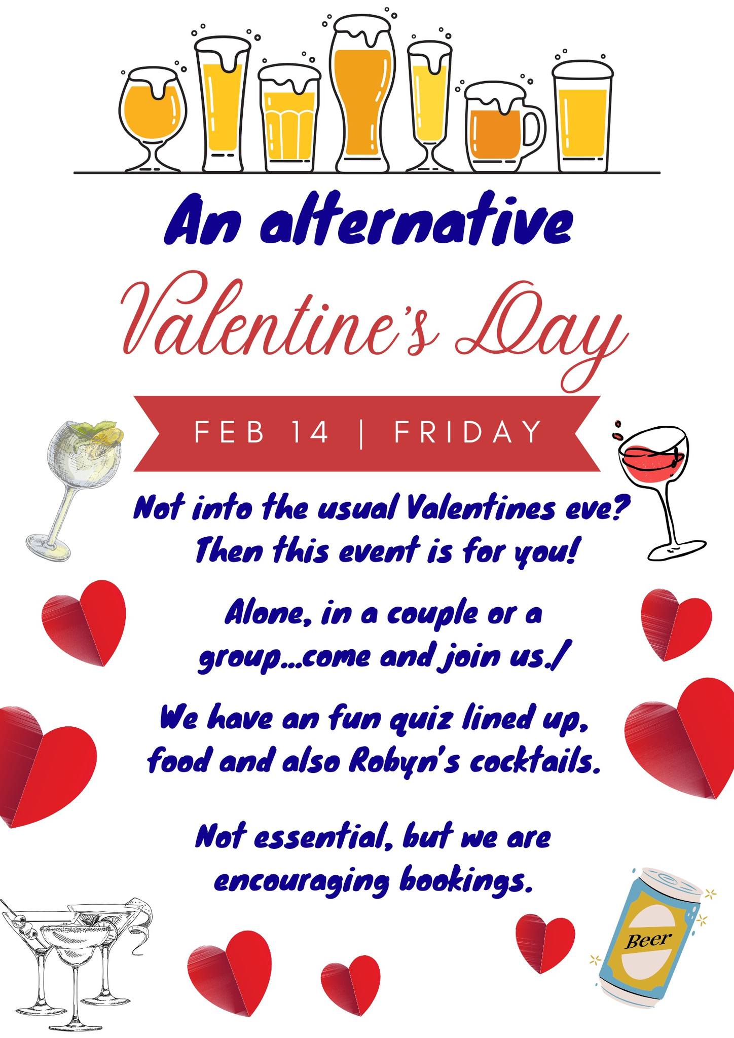 Alternative Valentines Evening - February 14, 2025 07:00 PM at The Bottle House, 10 High Street, Leighton Buzzard, LU7 1EA