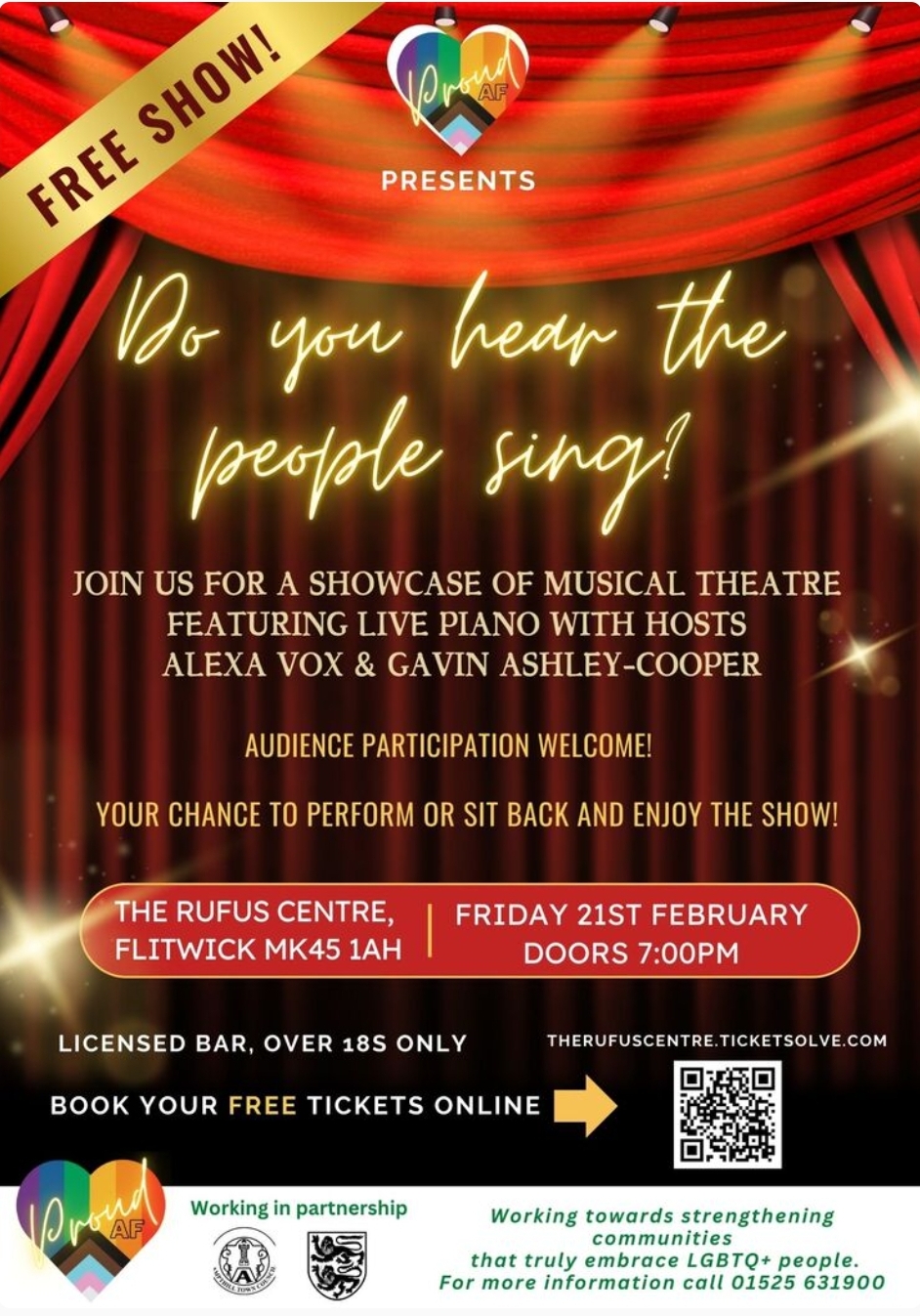 🎼 FREE LIVE MUSIC - Show Tunes On a Piano at The Rufus Centre in Flitwick - Event Image 2 February 21, 2025 07:00 PM