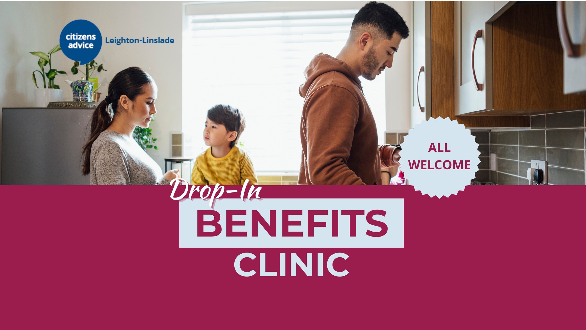 ℹ️ Drop-In: Benefits Advise Clinic 2025 in Leighton Buzzard - Original Event Image | Adults, Free, Education, Indoor, OAP, Social | Suitable for: Parking Onsite, Accessible, Family ℹ️ Drop-In: Benefits Advise Clinic 2025 in Leighton Buzzard - February 28, 2025 10:00 AM at Citizens Advice Leighton-Linslade, Bossard House, West Street, Leighton Buzzard, LU7 1DA