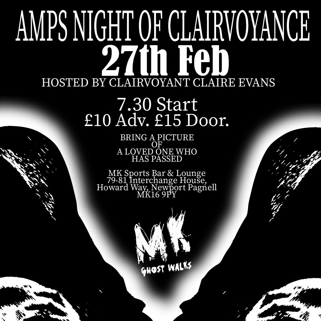 🔮 Amps Clairvoyant Night at MK Sport Bar & Lounge, Newport Pagnall - February 27, 2025 07:30 PM at MK Sports Bar & Lounge, 79-81 Interchange House, Howard Way, Newport Pagnell, MK16 9PY