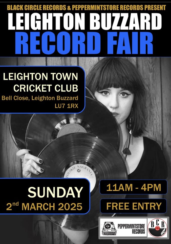 💿 Leighton Buzzard Record Fair 2025 at the Cricket Club - Original Event Image | Adults, Free Entry, Indoor, Music, Social, Preloved | Suitable for: Toilets, Parking Onsite, Free Parking 💿 Leighton Buzzard Record Fair 2025 at the Cricket Club - March 02, 2025 11:00 AM at Leighton Buzzard Cricket Club, Bell Close, Leighton Buzzard, Bedfordshire, LU7 1RX