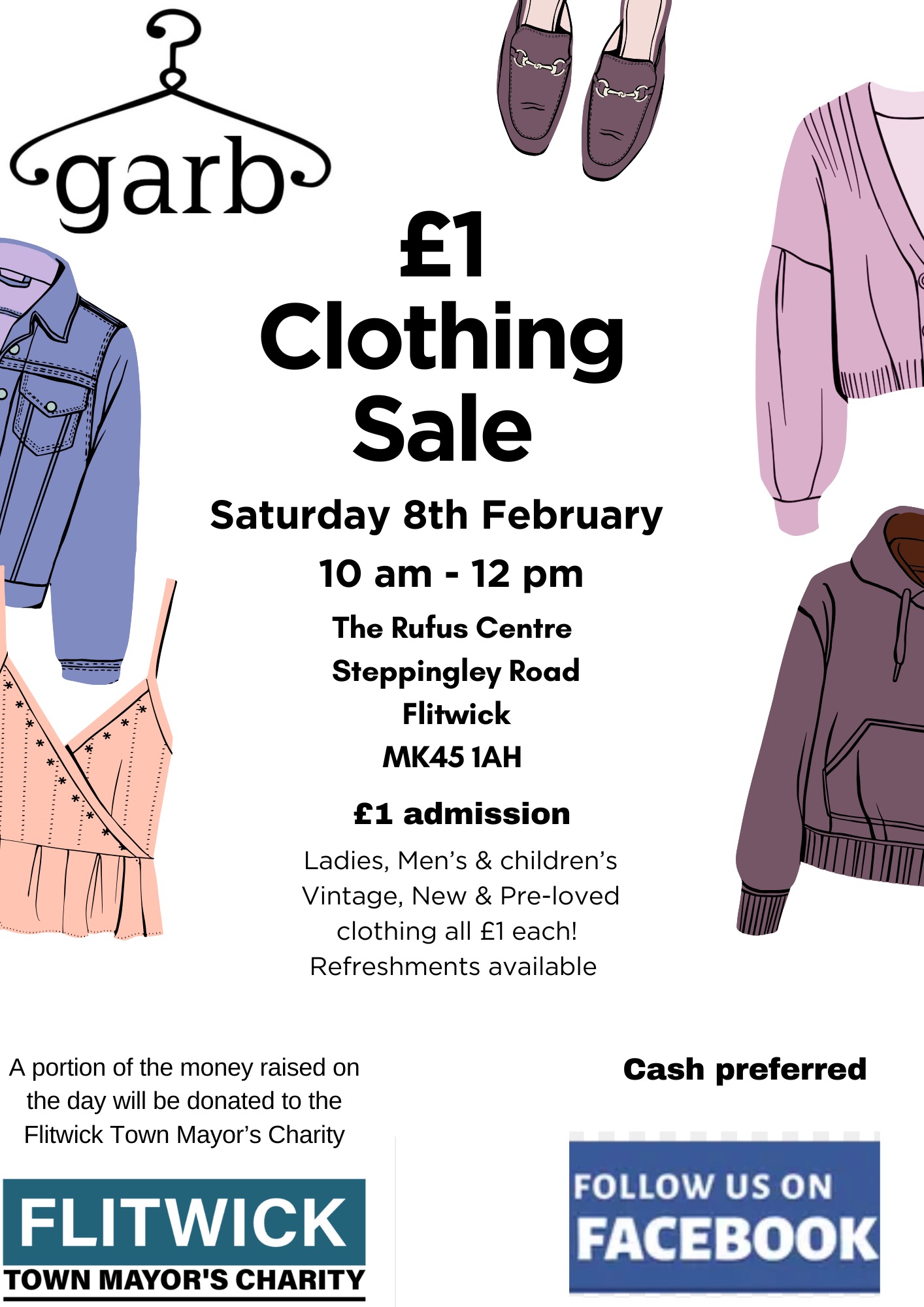 😍 £1 Men’s, Ladies & Children’s Mega Clothing event - Flitwick - February 08, 2025 10:00 AM at The Rufus Centre Steppingley Rd, Flitwick, Bedford MK45 1AH