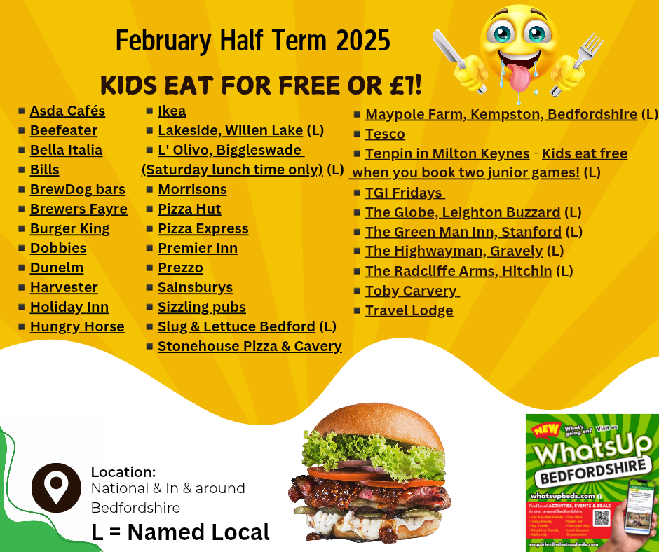 🙋♀️ Kids eat for Free or £1 this February half term 2025! | Categories: Food & Drink, Entertainment, Online 🙋♀️ Kids eat for Free or £1 this February half term 2025! - $1.00