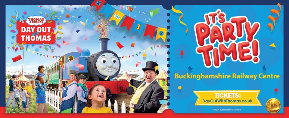 🚂 Day Out With Thomas 2025 - Buckinghamshire Railway Centre - Original Event Image | Adults, Automotive, Family, Food/Drink, Fun, Ticket Event, Attractions, Baby/Toddlers, Half Term, Kids, Play Area, Rainy Days, Recurring, Advance Booking, History & Heritage, Indoor, Outdoor | Suitable for: Children, Family, Toilets, Accessible, Blue Badge Parking, Free Parking, Parking Onsite, Wheelchair Friendly 🚂 Day Out With Thomas 2025 - Buckinghamshire Railway Centre - May 25, 2025 10:30 AM at Buckinghamshire Railway Centre, Station Road, Quainton, Aylesbury, Bucks, HP22 4BY