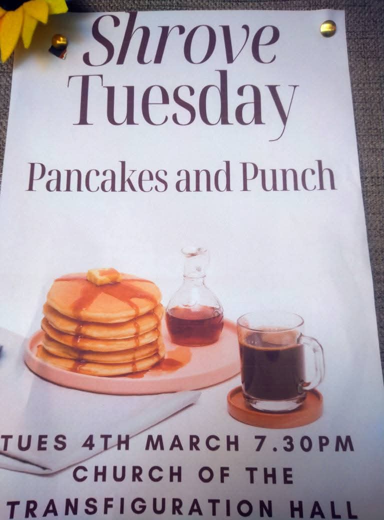 🥞 FREE PANCAKES AT THE TRANSFIGURATION CHURCH IN KEMPSTON  - Event Image 2 March 04, 2025 