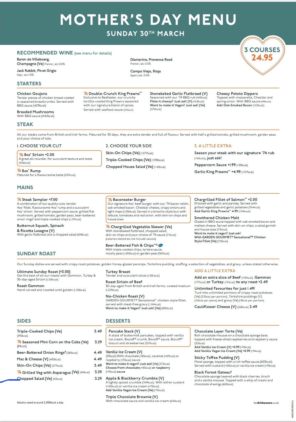 😋 Mother’s Day Set Menu at The Beefeater 2025 - Event Image 2 March 30, 2025 