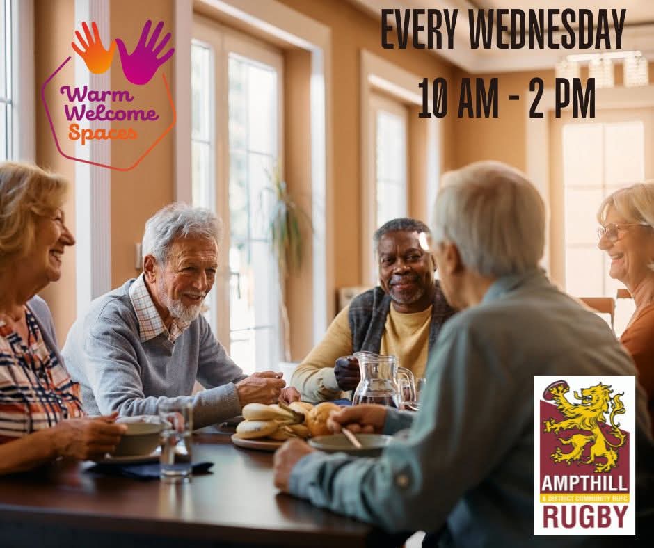 ☕️ Warm Spaces at Ampthill Rugby Club at Ampthill Rugby Club
Dillingham Park, Woburn St, Ampthill, Bedford MK45 2HX | Adults, Food/Drink, Indoor, Low Cost, OAP, Social | Suitable for: Dog Friendly, Free Parking, Parking Onsite, Toilets ☕️ Warm Spaces at Ampthill Rugby Club - Event Image 2 March 19, 2025 10:00 AM