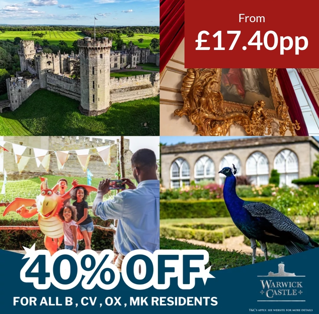 🏰 40% OFF Warwick Castle if you have a MK postcode! | Categories: Attractions, Online, Entertainment | Featured Deal 🏰 40% OFF Warwick Castle if you have a MK postcode! - (40% off) until March 31, 2025
