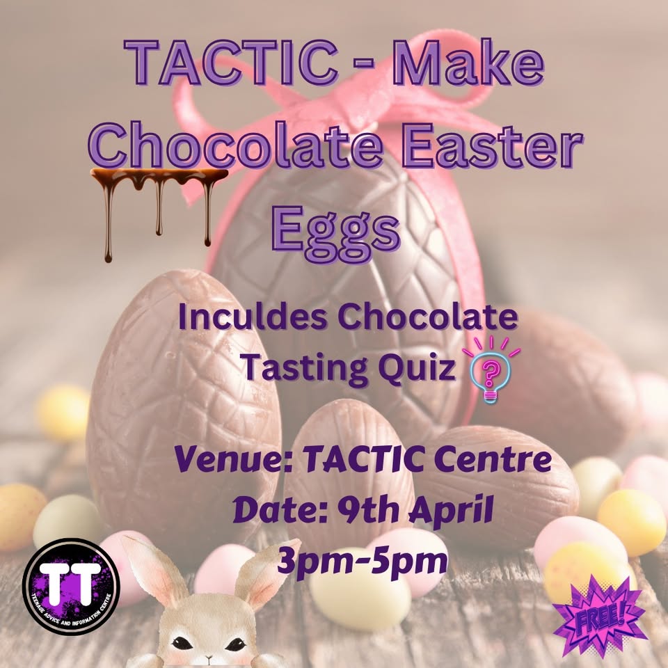 🍫 Making Chocolate Easter Eggs at The Tactic Centre, Leighton Buzzard (ages 12 - 19) - April 09, 2025 03:00 PM at The Tactic Centre, 17 Hockliffe Street, Leighton Buzzard, LU7 1EZ 