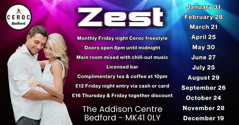 💃🕺 Zest Friday Freestyle at The Addison Centre, Kempston  - May 30, 2025 08:00 PM at Addison Centre, Addison Howard Park, Bedford Rd, Kempston, Bedford, MK42 8PN