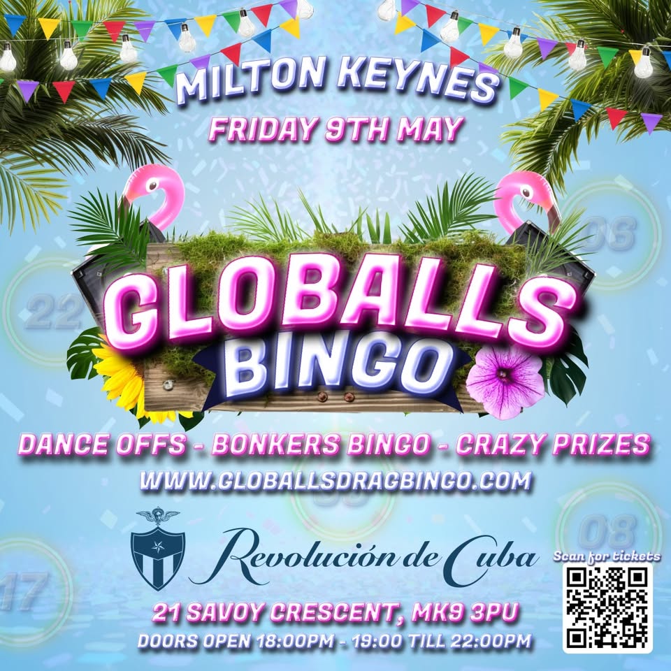 🎱 Globalls Bingo at Revolution De Cuba, Milton Keynes - May 09, 2025 07:00 PM at Revolución de Cuba, 21 Savoy Cres, Milton Keynes, MK9 3PU