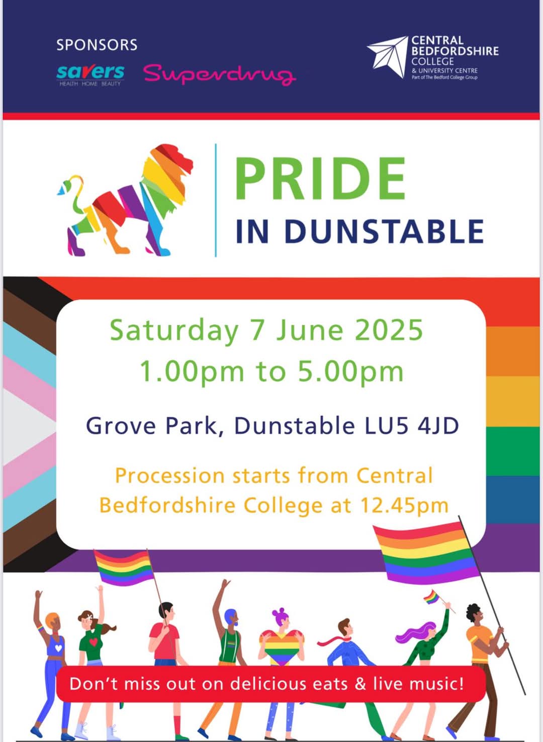🏳️🌈 Dunstable’s First Pride Event 2025 at Grove Park, Court Drive, Dunstable, Bedfordshire LU5 4JD | Adults, Entertainment, Family, Food/Drink, Free Entry, Fun, Fun Fair, LGBTQ, Music, Outdoor, Parks, Play Area, Social | Suitable for: Accessible, Family, Toilets, Wheelchair Friendly 🏳️🌈 Dunstable’s First Pride Event 2025 - Event Image 2 June 07, 2025 01:00 PM