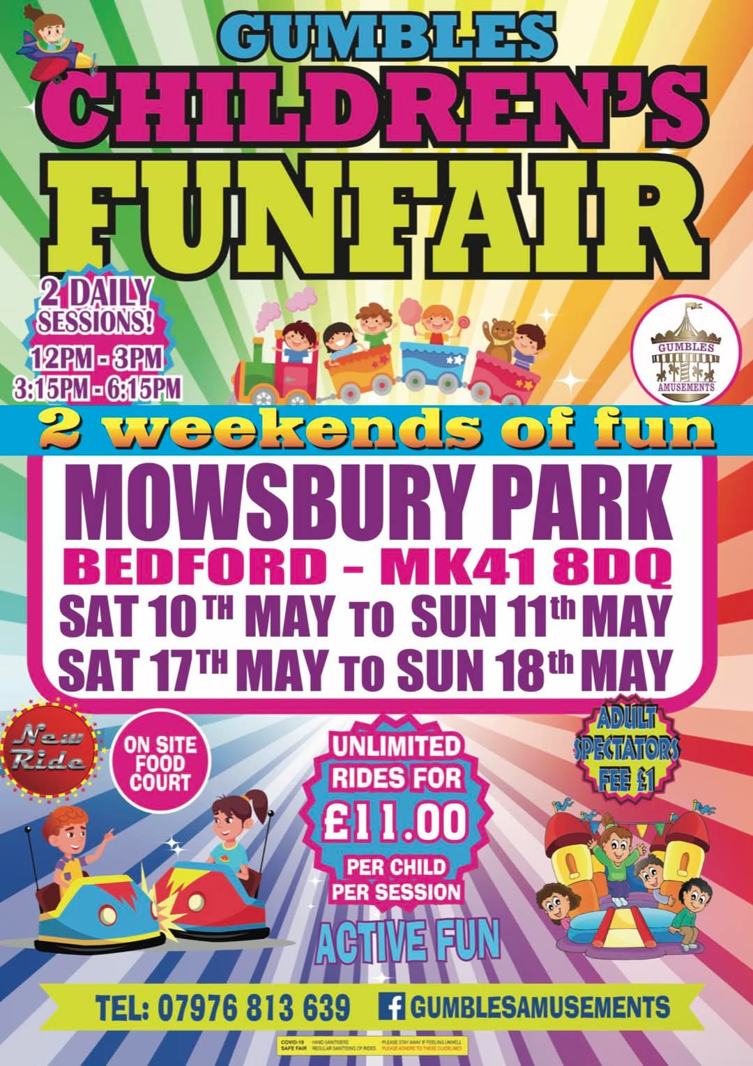 🎡 Gumbles Funfair May 2025 - Mowsbury Park, Bedford at Mowsbury Park, Bedford, MK41 8QD | Attractions, Baby/Toddlers, Family, Food/Drink, Fun, Fun Fair, Kids, Outdoor, Pay On Entry, Play Area, Weather Permitting | Suitable for: Children, Family, Toilets 🎡 Gumbles Funfair May 2025 - Mowsbury Park, Bedford - Event Image 4 May 18, 2025