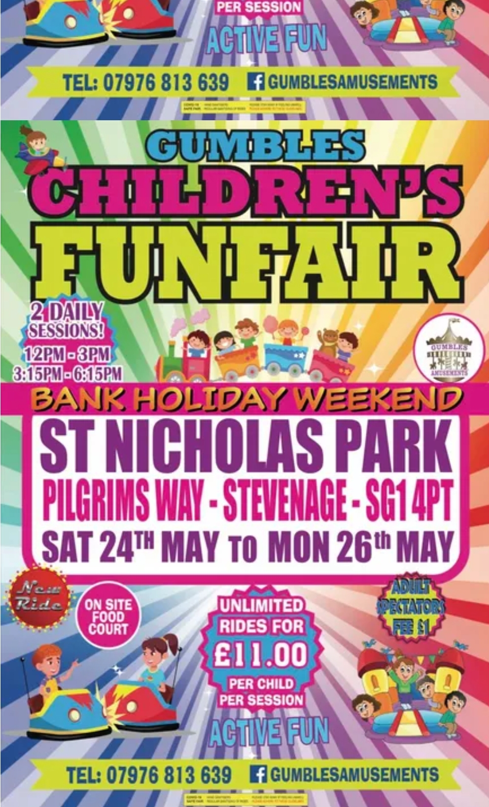 🎡 Gumbles Funfair May 2025 - Nicholas Park, Stevenage at Nicholas Park, Pilgrims Way, Stevenage, SG1 4PT | Attractions, Baby/Toddlers, Family, Food/Drink, Fun, Fun Fair, Kids, Outdoor, Pay On Entry, Play Area, Weather Permitting | Suitable for: Children, Family, Toilets 🎡 Gumbles Funfair May 2025 - Nicholas Park, Stevenage - Event Image 4 May 25, 2025
