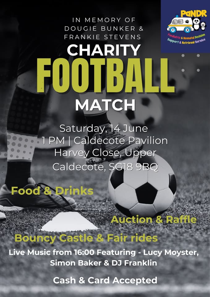 ⚽️ Dougie & Frankie’s Charity Football Match 2025 - Caldecote Pavilion  - June 14, 2025 01:00 PM at Caldecote Pavilion, Harvey Close, Upper Caldecote, SG18 9BQ Biggleswade