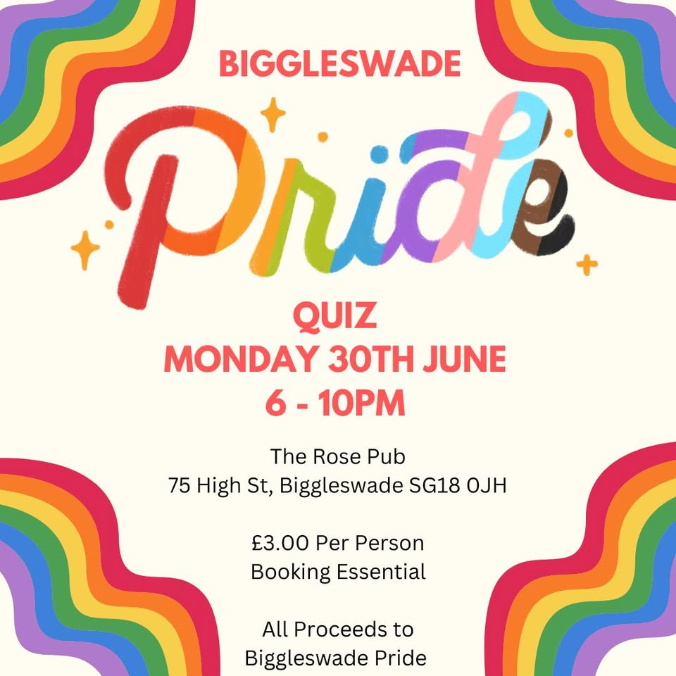 ❓️Pride Quiz - The Rose, Biggleswade (Booking needed) - June 30, 2025 06:00 PM at The Rose, 75 High Street, Biggleswade, SG18 0JH, United Kingdom