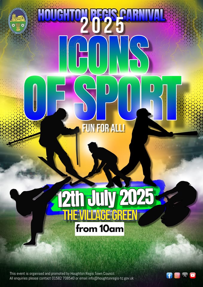 🎊 Houghton Regis Carnival 2025 - Original Event Image | Adults, Attractions, Entertainment, Family, Food/Drink, Free Entry, Fun, Kids, Music, Outdoor, Parks, Play Parks, Stalls | Suitable for: Accessible, Children, Dog Friendly, Family, Toilets, Wheelchair Friendly 🎊 Houghton Regis Carnival 2025 - July 12, 2025 10:00 AM at The Grn, Houghton Regis, Dunstable LU5 5DX