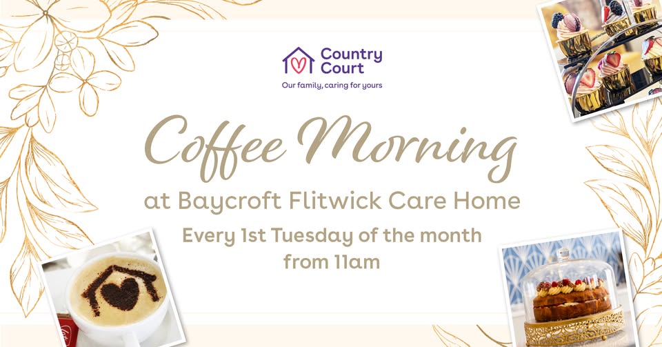 ☕️ Community Coffee Mornings at Baycroft Flitwick Care Home - Original Event Image | Adults, Food/Drink, Free Entry, Indoor, OAP, Social | Suitable for: Accessible, Toilets ☕️ Community Coffee Mornings at Baycroft Flitwick Care Home - August 05, 2025 11:00 AM at Baycroft Flitwick Care Home, 101 Ampthill Rd, Flitwick, Bedford MK45 1BE