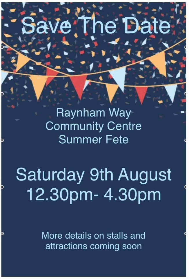 🤩 Raynham Way Community Centre Summer Fete 2025 - Luton - August 09, 2025 12:30 PM at Raynham Way Community Centre, 66 Eaton Green Rd, Luton LU2 9JE