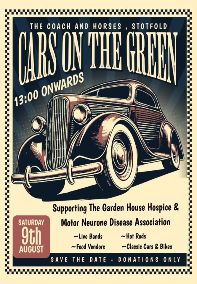 🚗 Cars On The Green, Stotfold 2025 - August 09, 2025 12:00 PM at The Green, Stotfold, SG5 4AN. 
