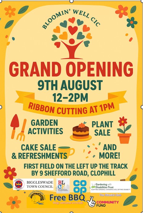 🎊 Clophill Therapeutic Garden Grand Opening 2025 - August 09, 2025 12:00 PM at 9 Shefford Road, Clophill, MK45 4BT