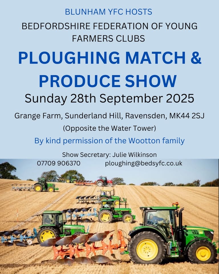 🚜 Bedfordshire YFC Ploughing Match - Grange Farm, Ravensden - September 28, 2025 10:00 AM at Grange Farm, Sunderland Hill, Ravenstone, MK44 2SJ
