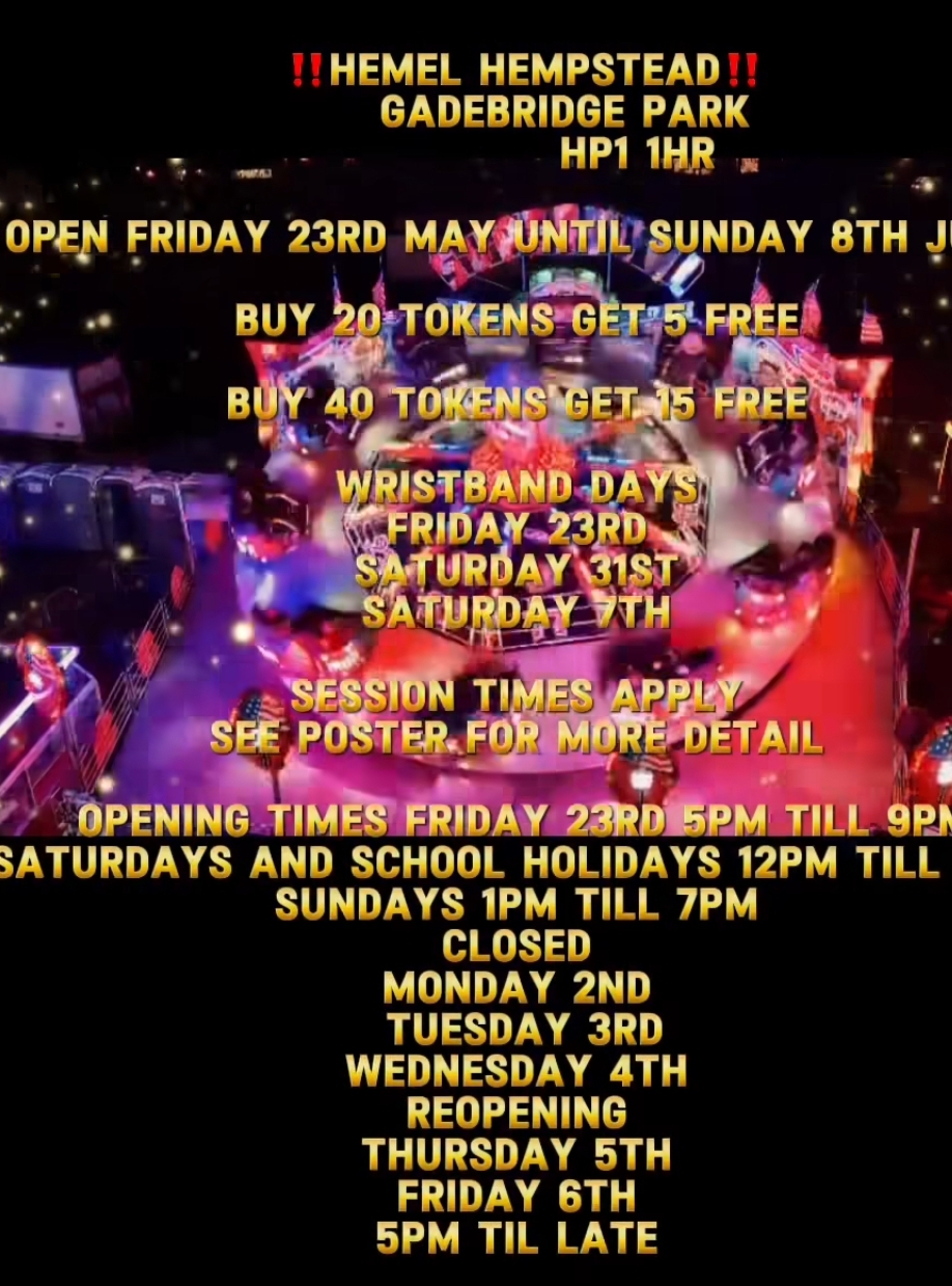 🎡 Hemel Hempstead Funfair 2025 (Gadebridge Park) - Event Image 2 May 27, 2025 12:00 PM