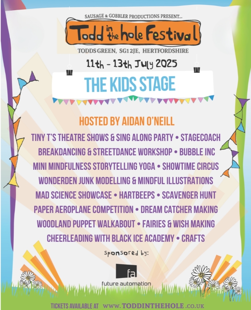 🎊 Todd in the Hole Festival 2025 - Hertfordshire at Todd’s Green, SG1 2JE, Hertfordshire | Activities, Advance Booking, Attractions, Baby/Toddlers, Date Idea, Entertainment, Family, Food/Drink, Fun, Kids, Music, Nightlife, Outdoor, Social, Stalls, Teens, Ticket Event | Suitable for: Accessible, Children, Family, Toilets 🎊 Todd in the Hole Festival 2025 - Hertfordshire - Event Image 12 July 12, 2025 11:00 AM