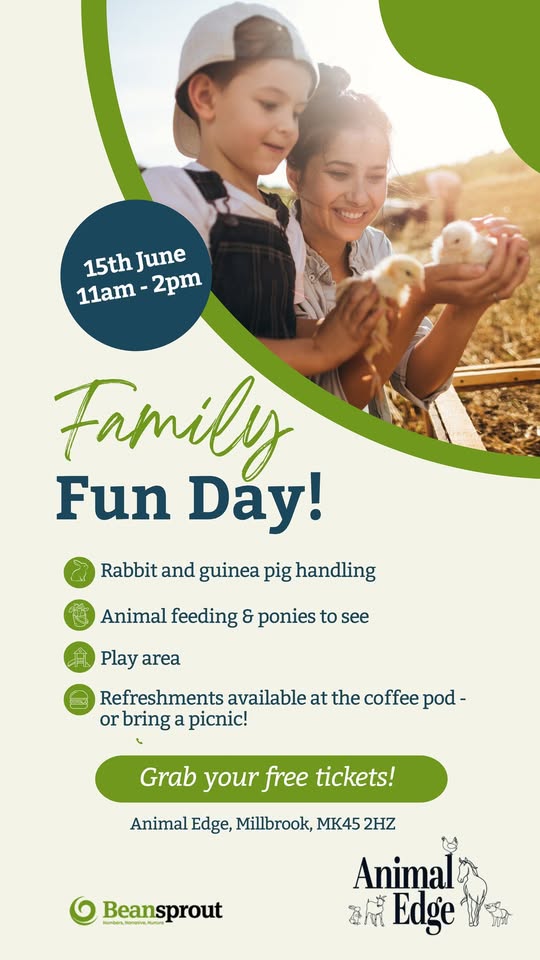 🐐 Animal Edge Family Fun Day 2025 (Free, tickets needed) - June 15, 2025 11:00 AM at Animal Edge, Fordfield Road, Millbrook
MK45 2HZ