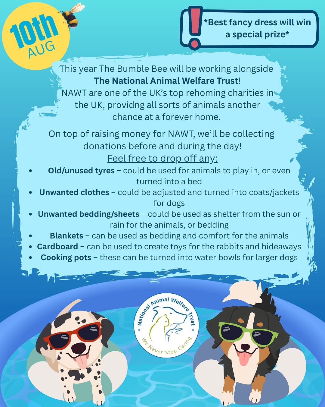 🐶💦 Puppy Pool Party 2025 - The Bumble Bee in Flitwick at The Bumble Bee, Coniston Rd, Flitwick, Bedfordshire MK45 1QY | Adults, Animals, Charity, Family, Food/Drink, Free Entry, Fun, Indoor, Outdoor, Pubs / Restaurants, Social, Water, Annual | Suitable for: Accessible, Dog Friendly, Family, Toilets, Wheelchair Friendly 🐶💦 Puppy Pool Party 2025 - The Bumble Bee in Flitwick - Event Image 2 August 09, 2025 02:00 PM