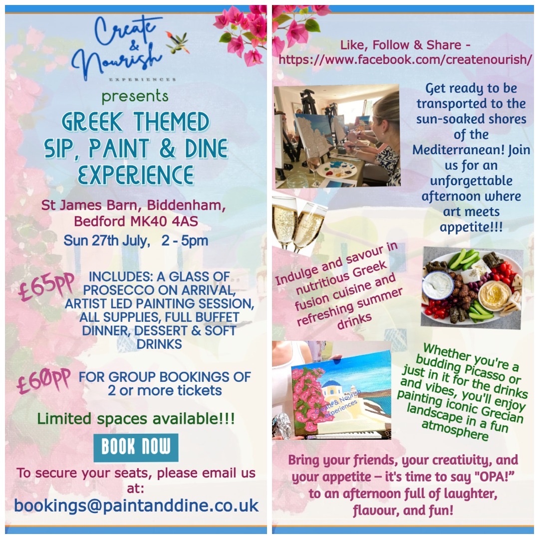 🇬🇷 Greek Themed Sip, Paint and Dine Experience - Event Image 3 July 27, 2025 02:00 PM