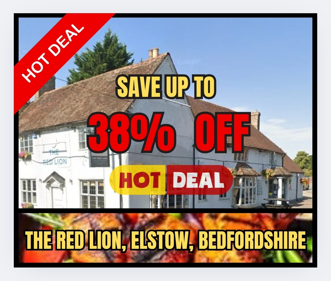 💥 Save Up To 38% Off at The Red Lion in Elstow... | Categories: Food & Drink, Online 💥 Save Up To 38% Off at The Red Lion in Elstow... - (34% - 38% off) Valid from July 19, 2025 until September 19, 2025