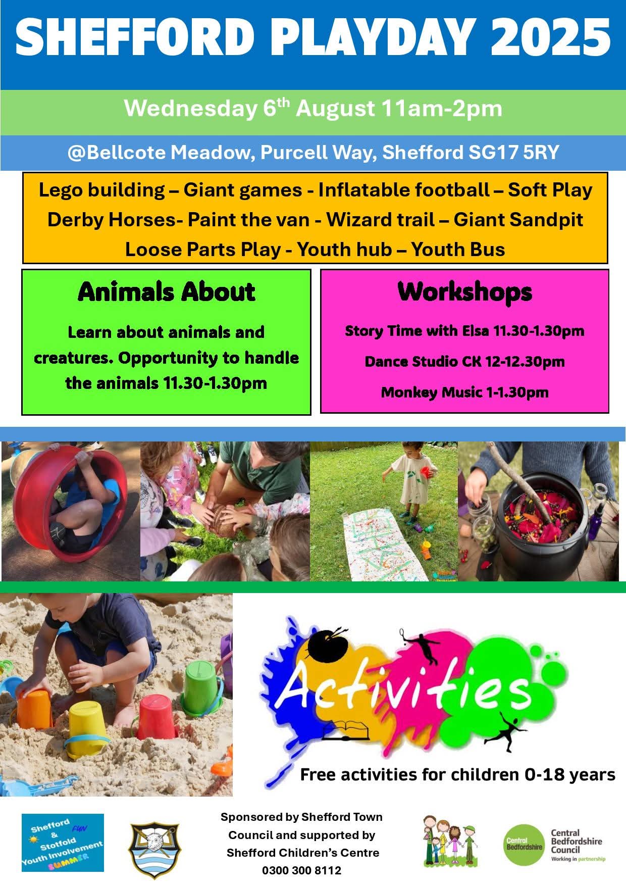 🧒 National Play Day 2025 - Shefford at Shefford Millennium Green, Purcell Way, Shefford SG17 5RY
| Activities, Annual, Baby/Toddlers, Education, Family, Food/Drink, Free Entry, Fun, Half Term, Kids, Outdoor, Play Area, Play Parks, Teens | Suitable for: Children, Family, Toilets 🧒 National Play Day 2025 - Shefford - Event Image 2 August 06, 2025 11:00 AM