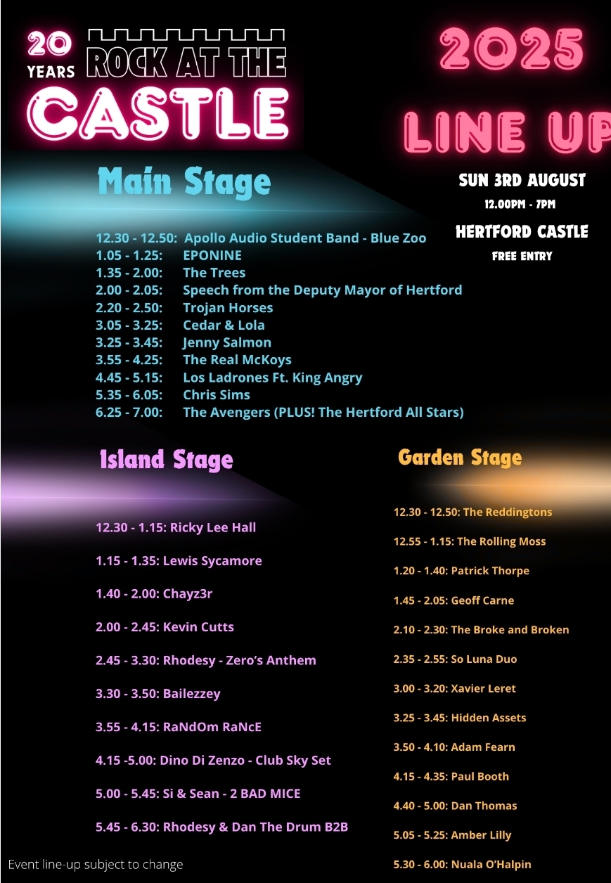 🎸 Rock at the Castle 2025 - Hertford Castle at Hertford Castle, Castle Street, SG14 1HR | Adults, Entertainment, Food/Drink, Free Entry, Music | Suitable for: Family 🎸 Rock at the Castle 2025 - Hertford Castle - Event Image 2 August 03, 2025 12:00 PM